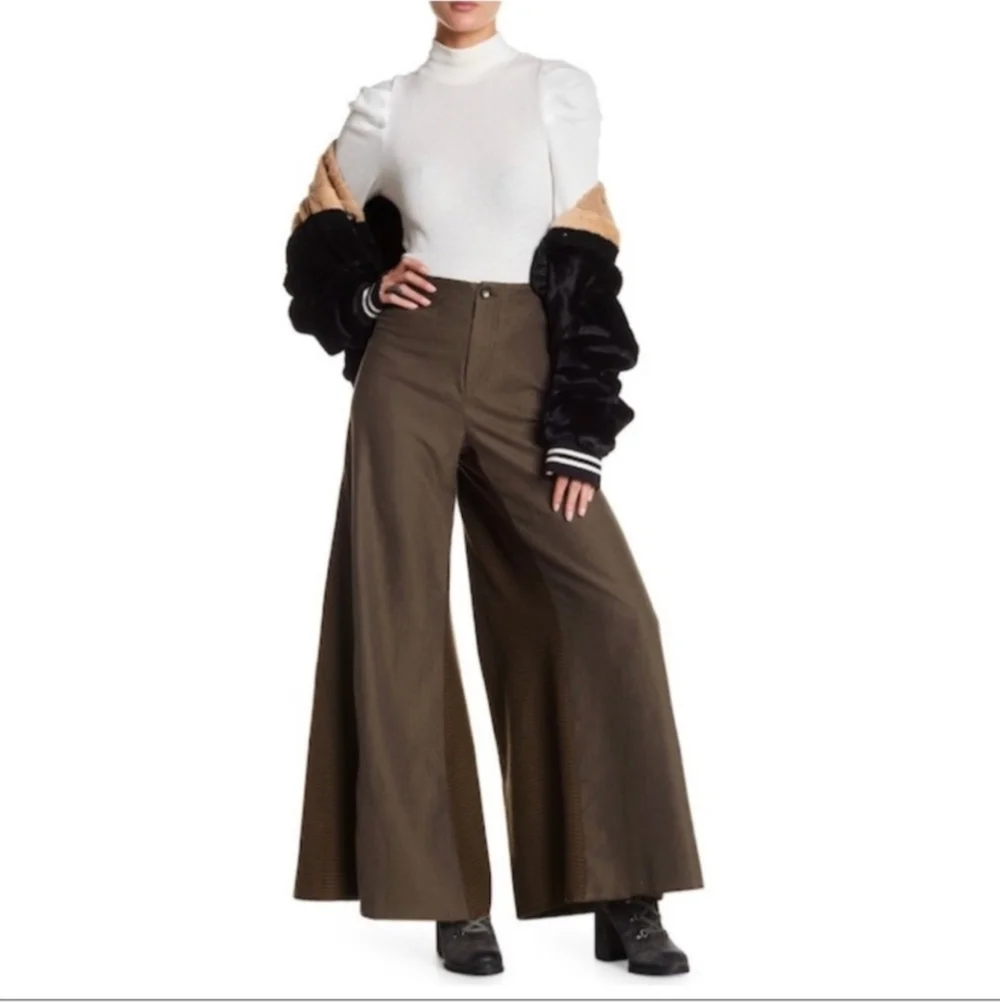 Free People Carina Mixed Menswear Wide Leg Palazzo Pants - Picture 4 of 11